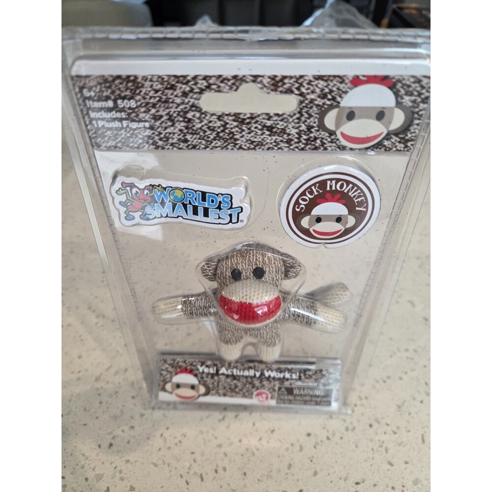 World's Smallest SOCK MONKEY Toy Miniature Doll Retro Mini Plush Figure Retired